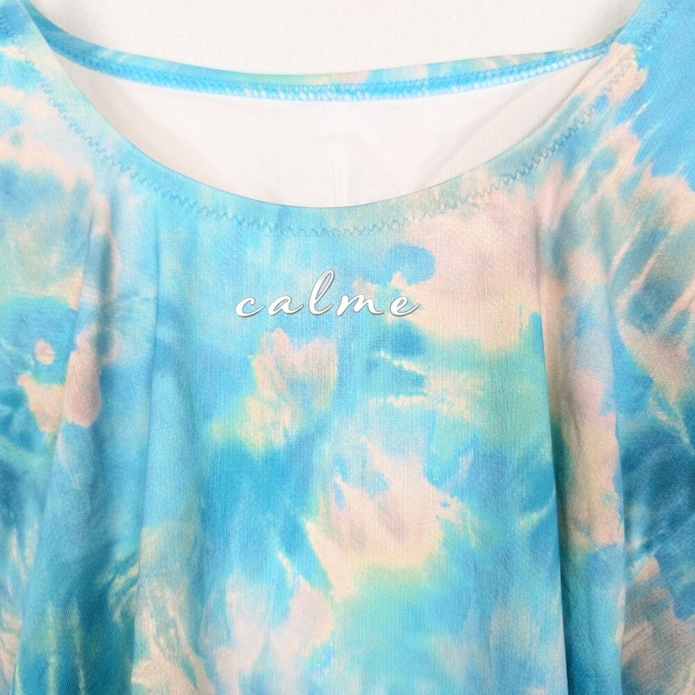 NWT Johnny Was Calme Women's Swim Aqua Tie Dye One Piece Swimsuit Size S - Picture 6 of 9